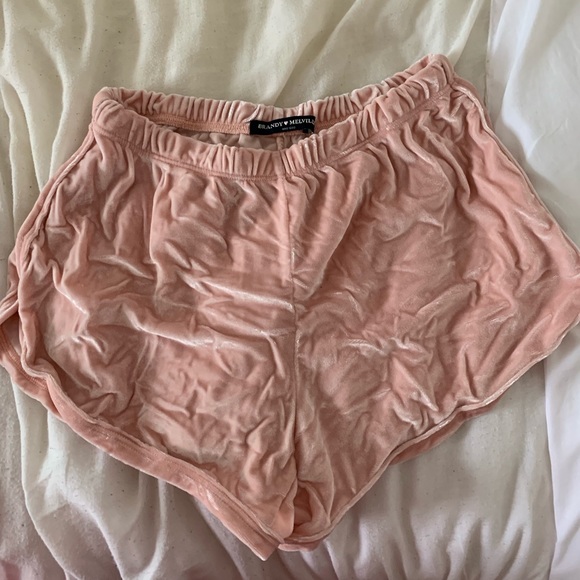 baby pink velvet shorts